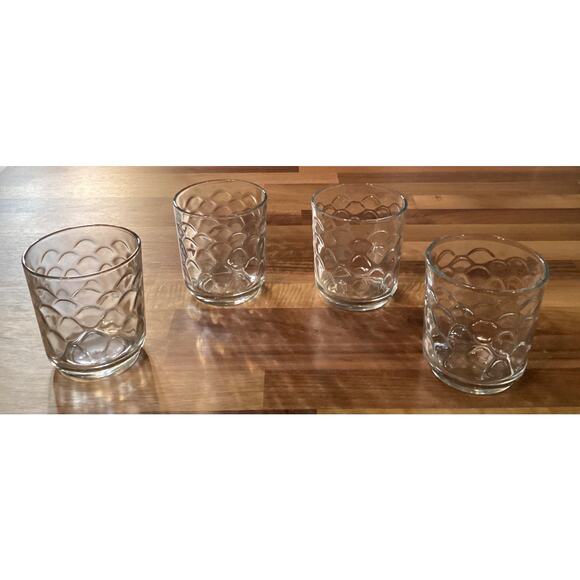 Vintage Libbey Urban Polka Dots Thumbprint Clear Glass Rocks 3.5” Set Of 4 - Picture 5 of 10